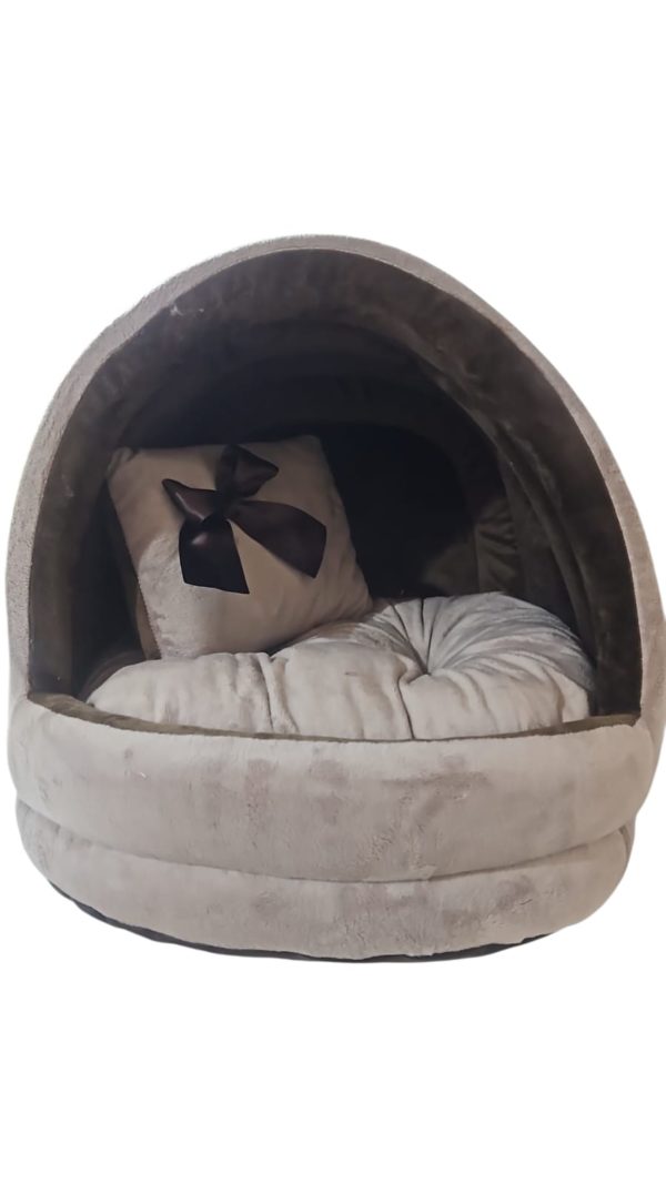 Cama Cúpula Acolchada Beige con Cojín