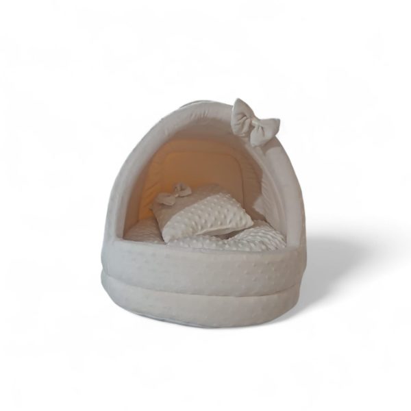 Cama Cúpula Blanca con Lazo y Cojines