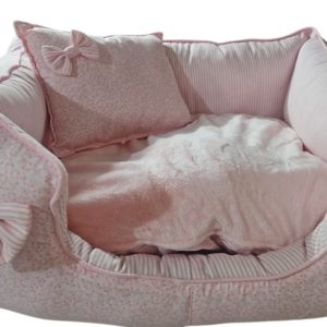 Cama Grande Acolchada Rosa con Cojín