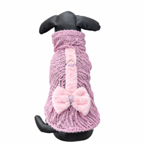 VESTIDO ROSA PARA ENCAJE PARA PERRO CON LAZO Y ANILLA PARA CORREA