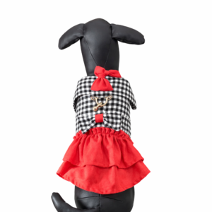 VESTIDO NEGRO Y ROJO CON CORREA