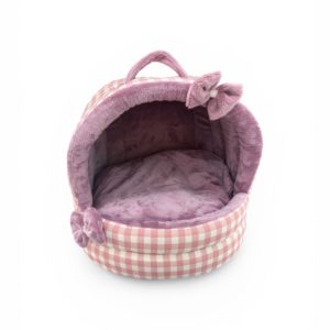 CAMA CÚPULA ROSA Y BLANCA A CUADRITOS