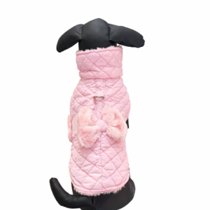 ABRIGO ACOLCHADO ROSA CON LAZO DECORATIVO